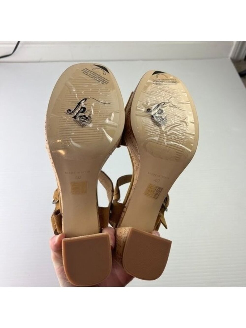 Free People Sandals womens 10  boho Tan Brooke Platform Suede Strap Block Sandal - Picture 10 of 13